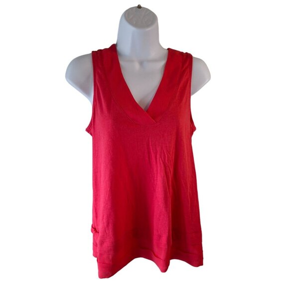 Banana Republic Womens VNeck Tank Top S Red Sleeveless Lagenlook Y2K Corpcore - Picture 1 of 6